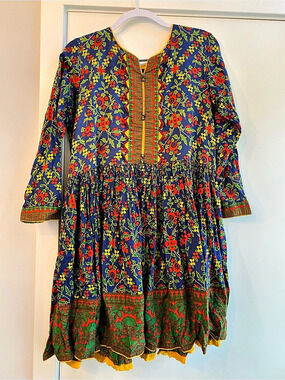 Chinyere r Floral Mini Dress in Blue & Green